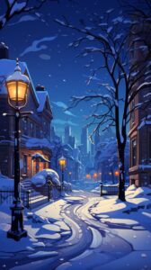 Night winter, snow, cartoon style, simple, low details --ar 9:16 --c 20 --s 250#...