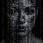 Binary digits flowing in front of woman face --v 5.2by t0ni180#photo_effect Prom...