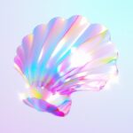 An icon design, 3D, icon，Shell pearls，dazzling light, sparkling feeling, gradien...