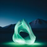 photo of a minimalist futuristic northern lights, national geographic photo, glo...