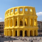 Yellow inflatable coloseum in Rome actual dimenssions --v 5.1by pixelfly, revill...