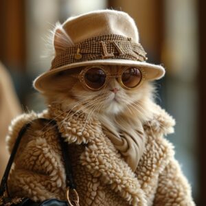 Chanel show, Cute cats dressed in classic chanel clothes and bags, Walk elegantl...