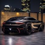 NIGHT BEAUTIFUL BOAT DESIGN REAR VIEW SUV MASERATI MUCH LIGHT BLACK, LIBERTY WAL...