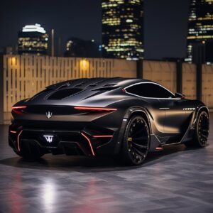 NIGHT BEAUTIFUL BOAT DESIGN REAR VIEW SUV MASERATI MUCH LIGHT BLACK, LIBERTY WAL...