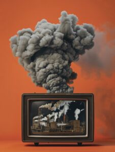 ward-winning, art deco photography, hyper realistic, tv object in the middle of ...