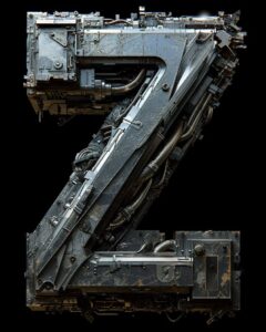 Letter logo Graphic design, letter [Z], Silver and white color scheme,black back...