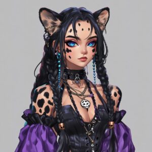 Niji 6 отдыхает?female vtuber. Caucasian, long black hair with braids incorporat...