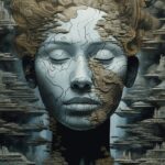 Abstract Fantasy Fusion Portrait in the style of Friedensreich Hundertwasser and...