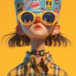 3D nft quirky monster character wearing oversize golden hoop earrings, she was a...
