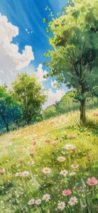 pastel meadow, watercolor, ghibli --ar 6:13 --v 6.0by stephanie_16050Variations:...