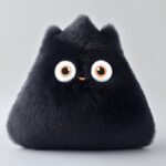 a friendly 3D cartoon-style triangle pillow with tired eyes, the character's is ...