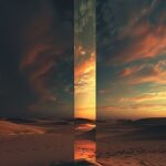 a thin memorial Spectrum Frosted glass Memorial in the desert black night, art s...