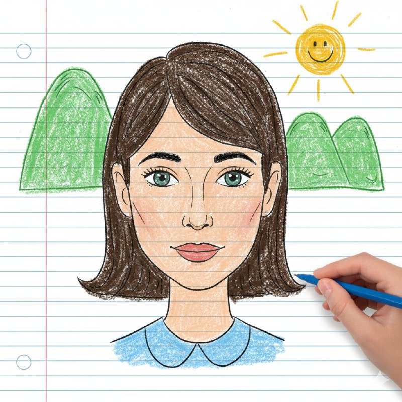 اسکچ مدادشمعی کارتونی چهرهٔ مرجع را بدون...