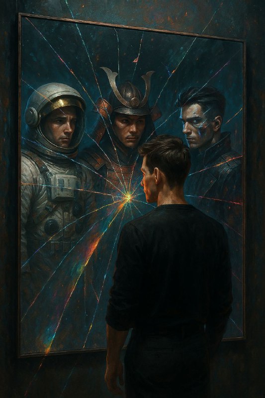 انعکاس‌های موازییک پرتره سورئال که فرد در...