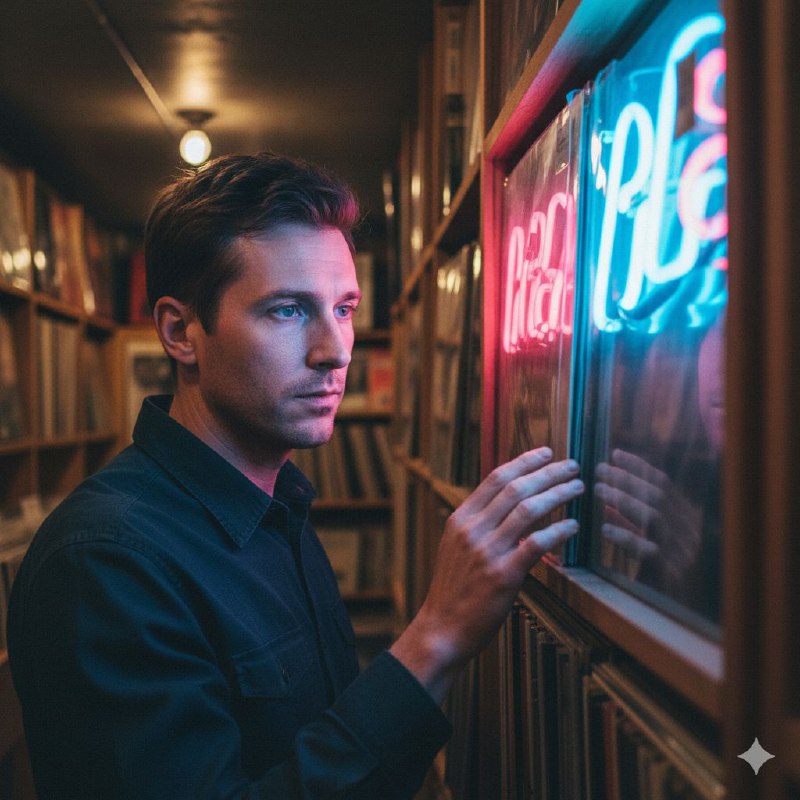 رکوردشاپ نئون بازتابی Random face; solo portrait....