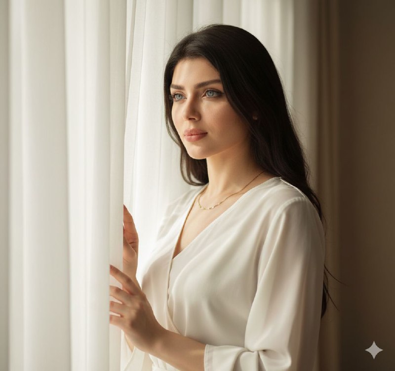 زن با نور نرم پنجره دراماتیک Ultra...