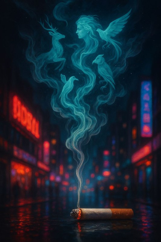 سیگار در دنیای سورئالیک سیگار نیمه‌سوخته که...