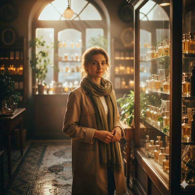 عطر و نور صبحگاهی زن جوان روبه‌دوربین...