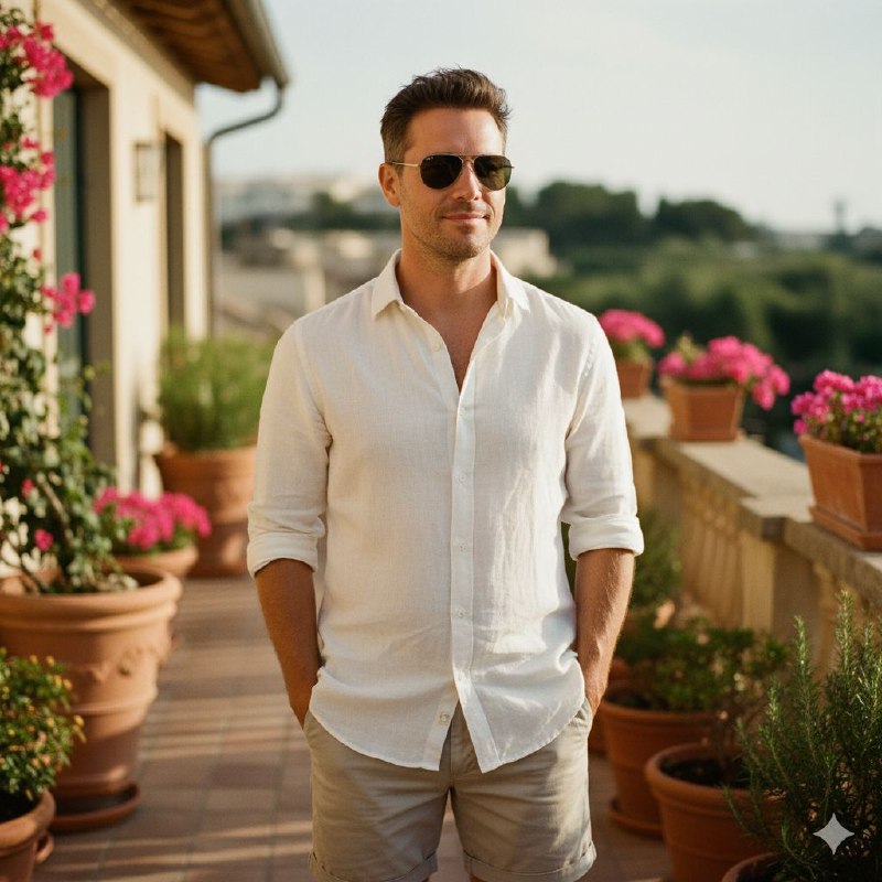 مرد در نور آفتاب مدیترانه‌ای Ultra photorealistic...