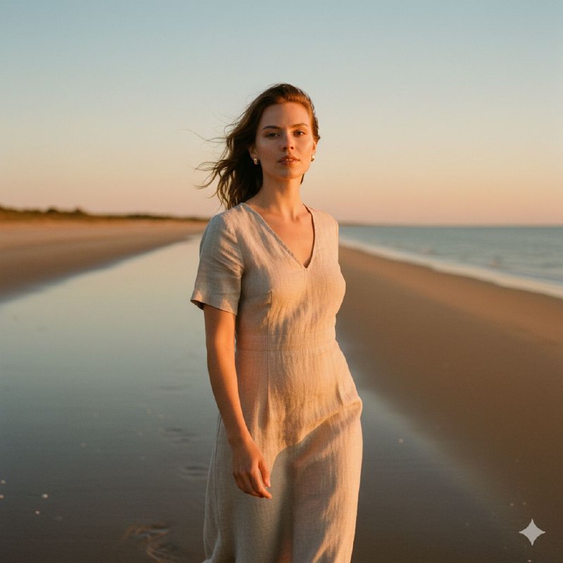 نور طلایی بر ساحل آرام Ultra photorealistic...