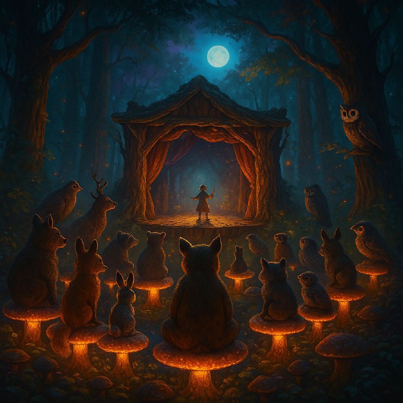 پرامپت عکس خلاقانه«یک تئاتر روباز در وسط...