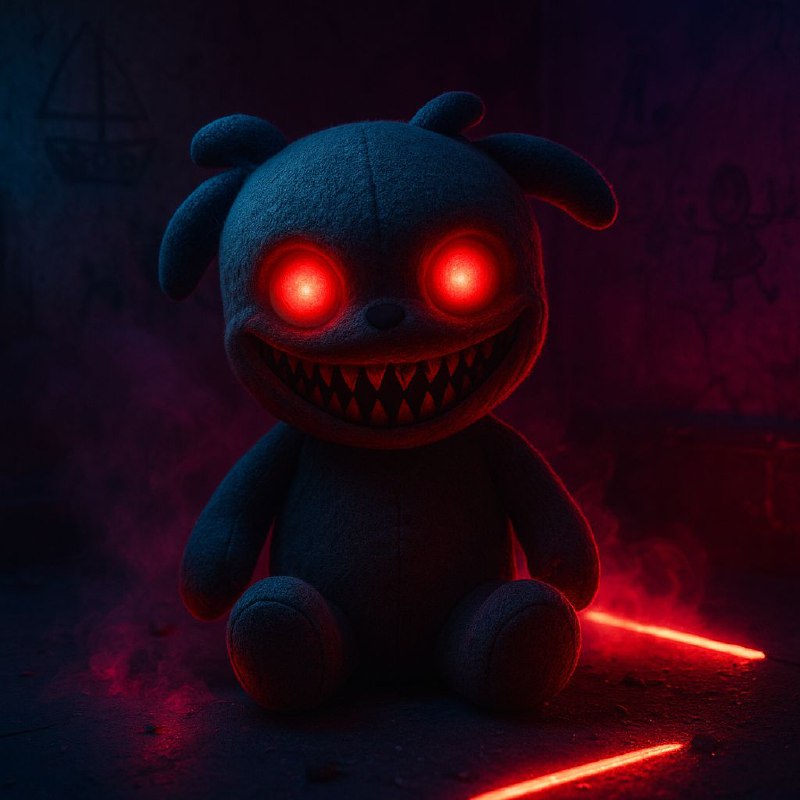 پرامپت عکس عروسک لبوبو ترسناک«یک صحنه‌ی تاریک...