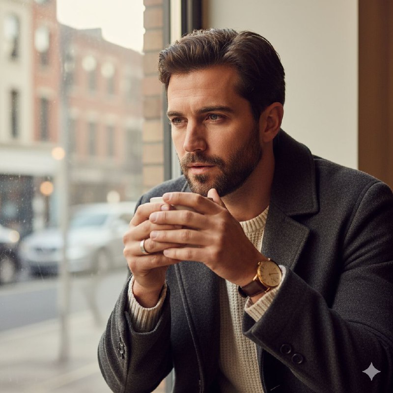 پرتره ادیتوریال مردانه نور پنجره Ultra photorealistic...