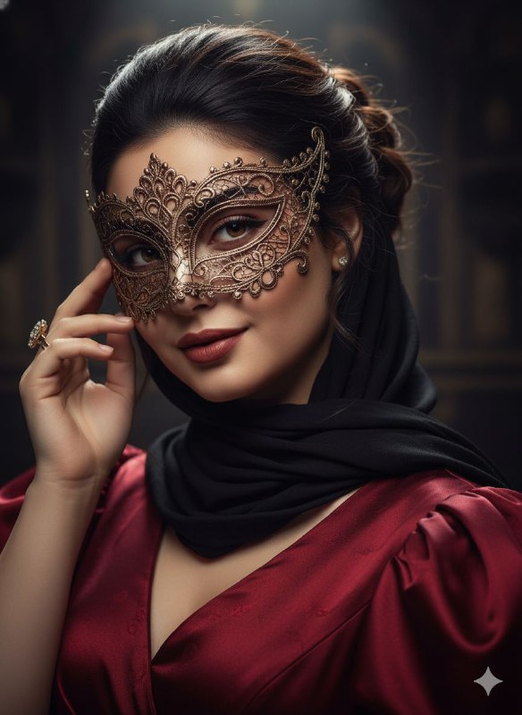 ​زن با ماسک و نورپردازی دراماتیک Ultra...