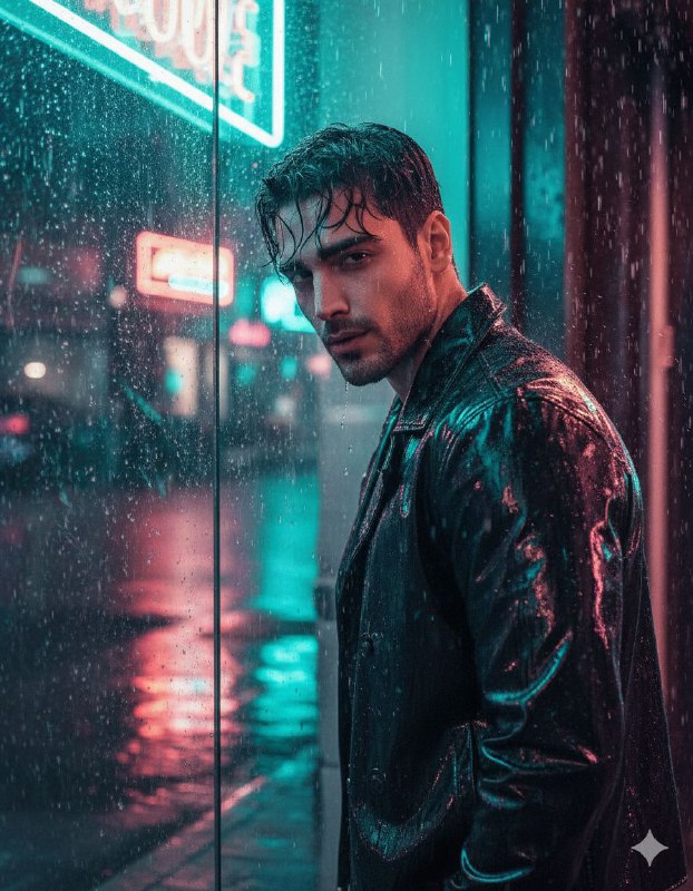 ​مرد در باران نئونی و حال و...