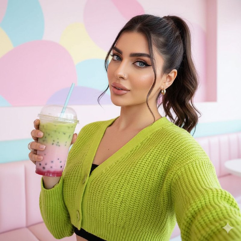 ​چهره‌ای شیک با پس‌زمینه رنگارنگ Ultra photorealistic...