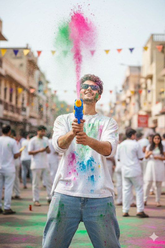 “prompt 2 LOW”: “Ultra real Holi photo...
