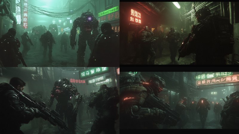 Prompt:cyberpunk underworld neon lit underground city with...