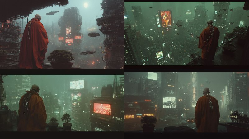 Prompt:cyberpunk underworld rooftop sanctuary above neon lit...