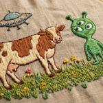 طرح های جذاب گلدوزی روی پارچهA [سوژه] rendered flat as detailed 2D embroidery on...