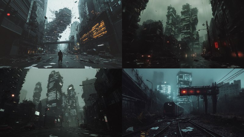 Prompt:cyberpunk underworld dark financial district towers loom...