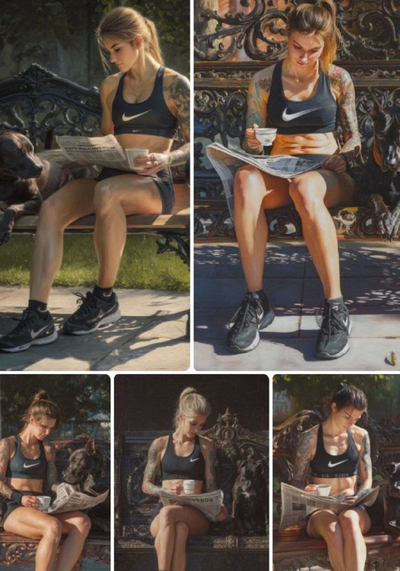 Промпт:young athletic woman sitting on ornate vintage...