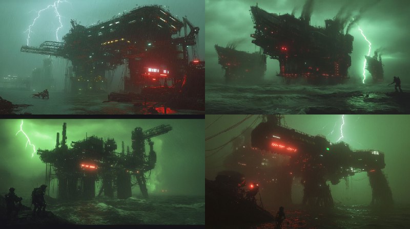 Prompt:cyberpunk underworld massive tidal energy collectors harvest...