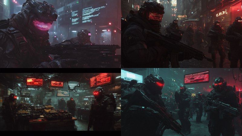 Prompt:cyberpunk underworld high tech black market bazaar...