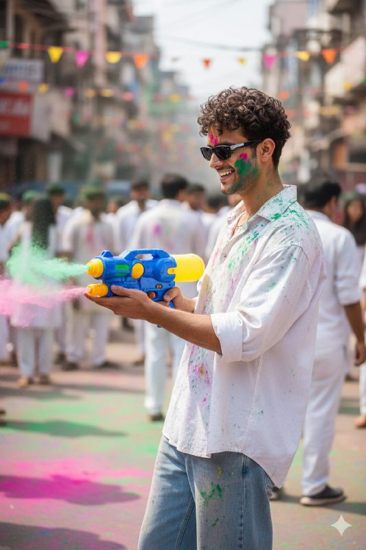 “prompt 3 SIDE”: “Ultra real Holi photo...