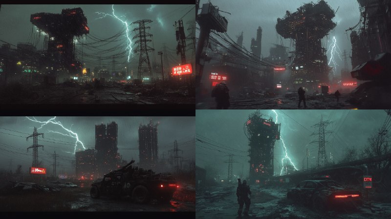 Prompt:cyberpunk underworld high amperage power station crackling...