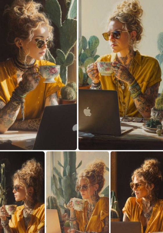 Промпт:Photorealistic airbrushing a young woman with her...