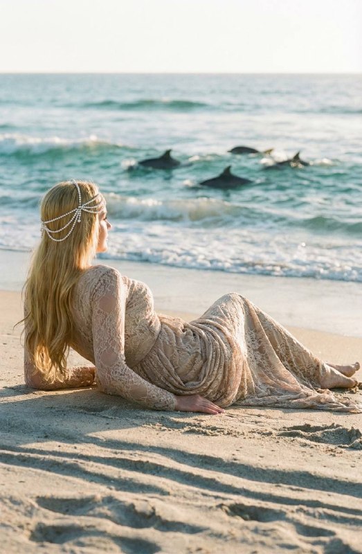 Романтическая кинематографичная сцена: женщина в длинном бежевом...