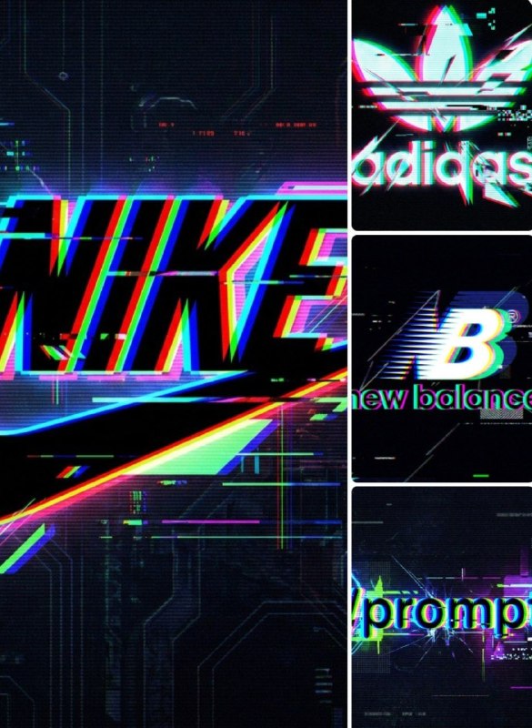 Промпт:A bold vector logo design in glitch...