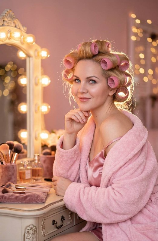 Create a feminine glamorous portrait: a young...