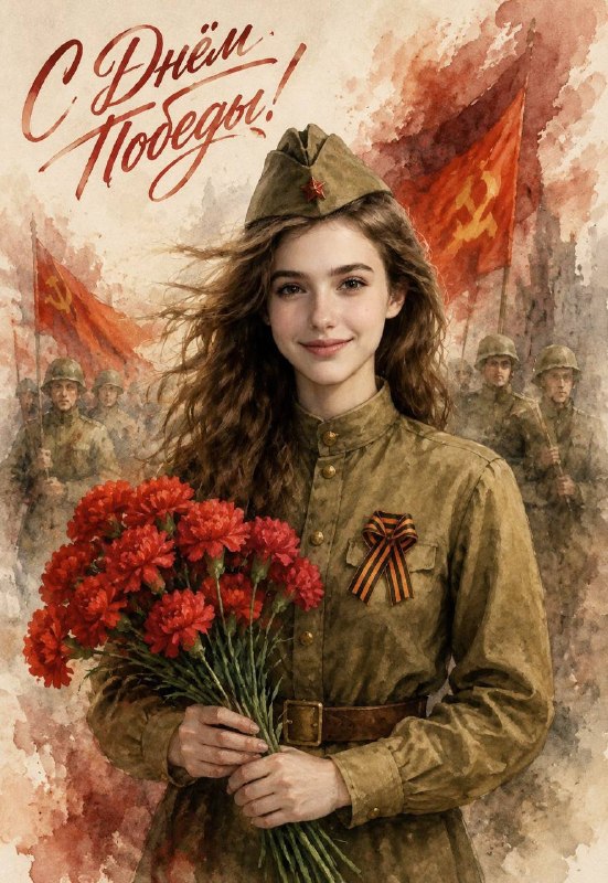 Открытки к 9 Мая с вашей фотографией...
